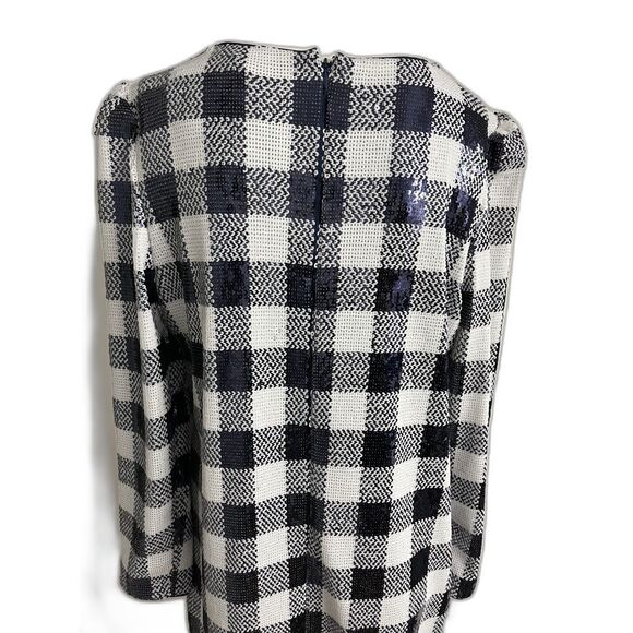 Vineyard Vines Buffalo Check Sequin Dress Gingham Navy Large NWT - Picture 7 of 12